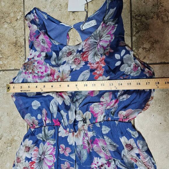 NWT Lara G by Lara Guidotti  Silk Blend Denim Floral Maxi Dress Size Medium - Picture 10 of 12